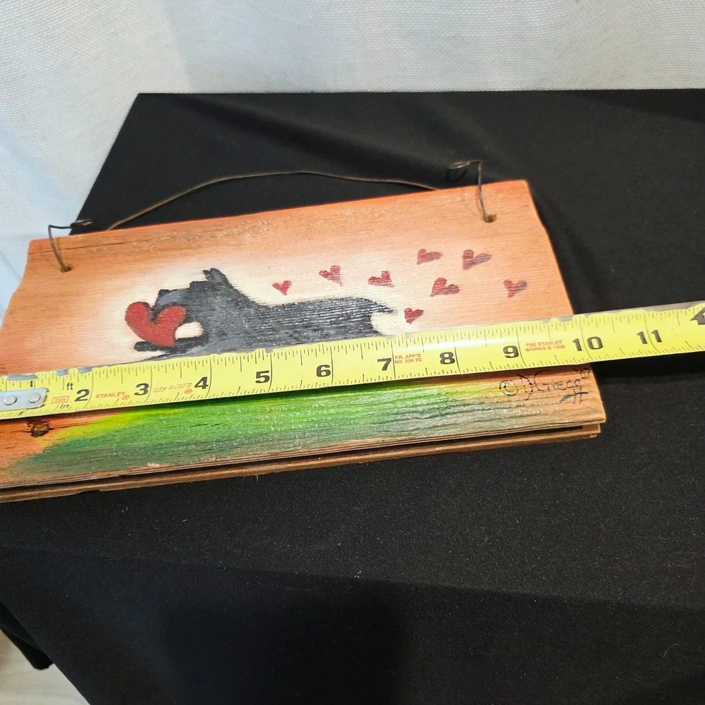 Handcrafted Scottie Valentine Terrier Dog Art Sign Plaque Wood Home Decor Rustic